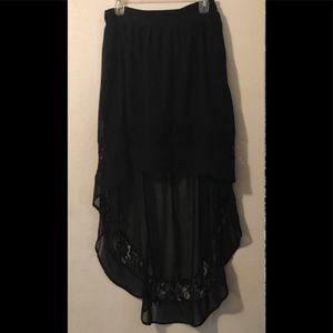 Sheer black and lace high low skirt